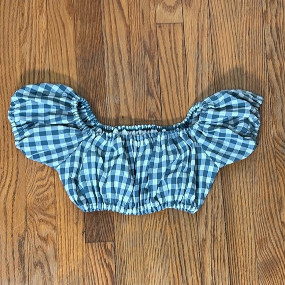 NWOT Faithfull the Brand Corsica Bikini Top Swimsuit‎ Gingham Blue  M - Picture 2 of 6